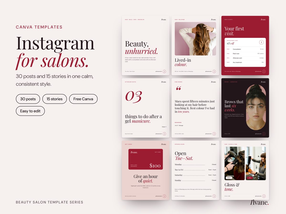 Ilvane Instagram templates for Canva